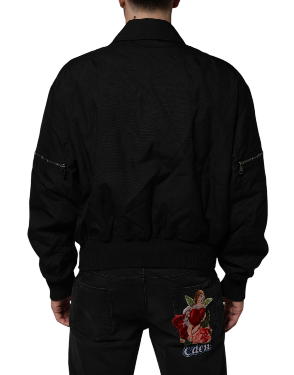 Dolce & Gabbana Black Patch Pocket Full Zip Bomber Jacket