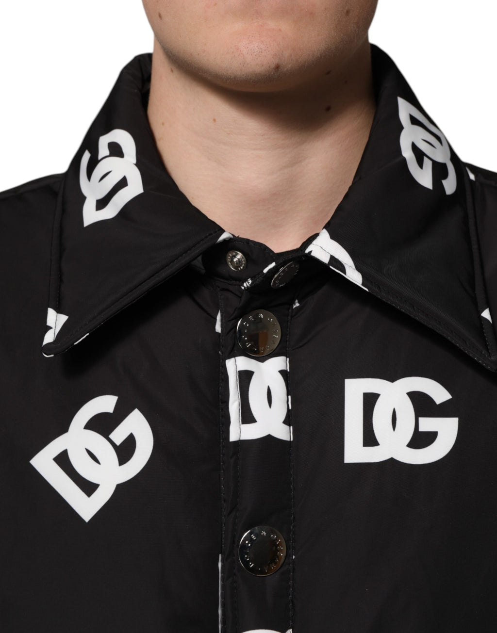 Dolce & Gabbana Black DG Monogram Nylon Windbreaker Jacket