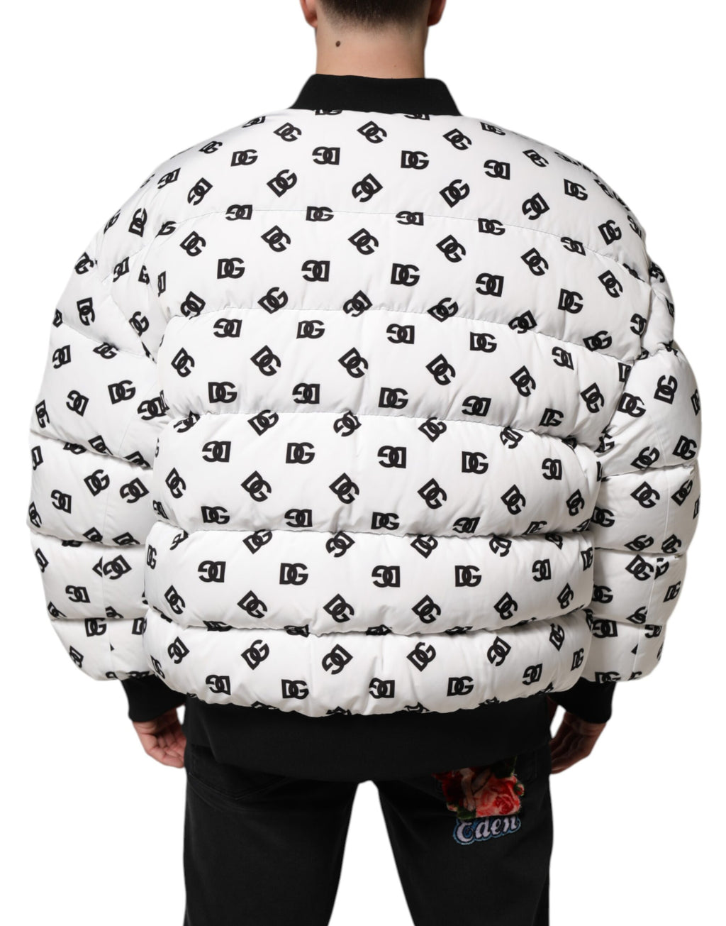 Dolce & Gabbana White DG Monogram Full Zip Quilted Jacket