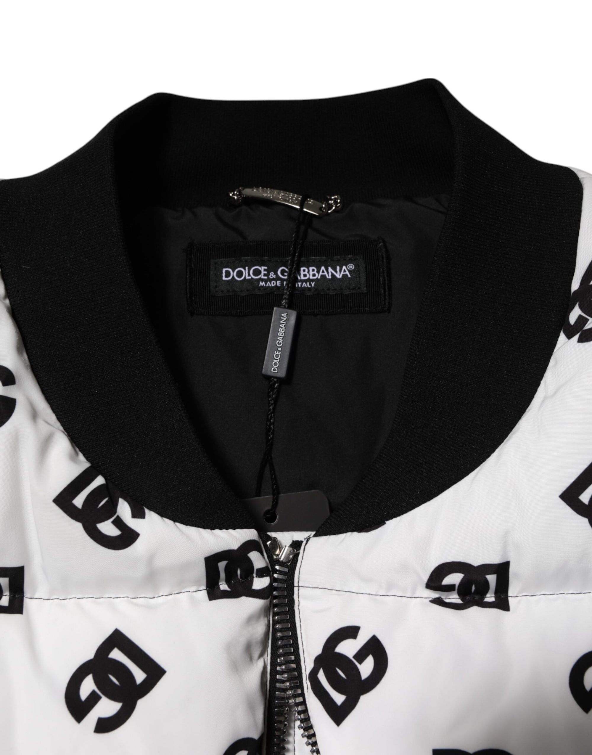 Dolce & Gabbana White DG Monogram Full Zip Quilted Jacket