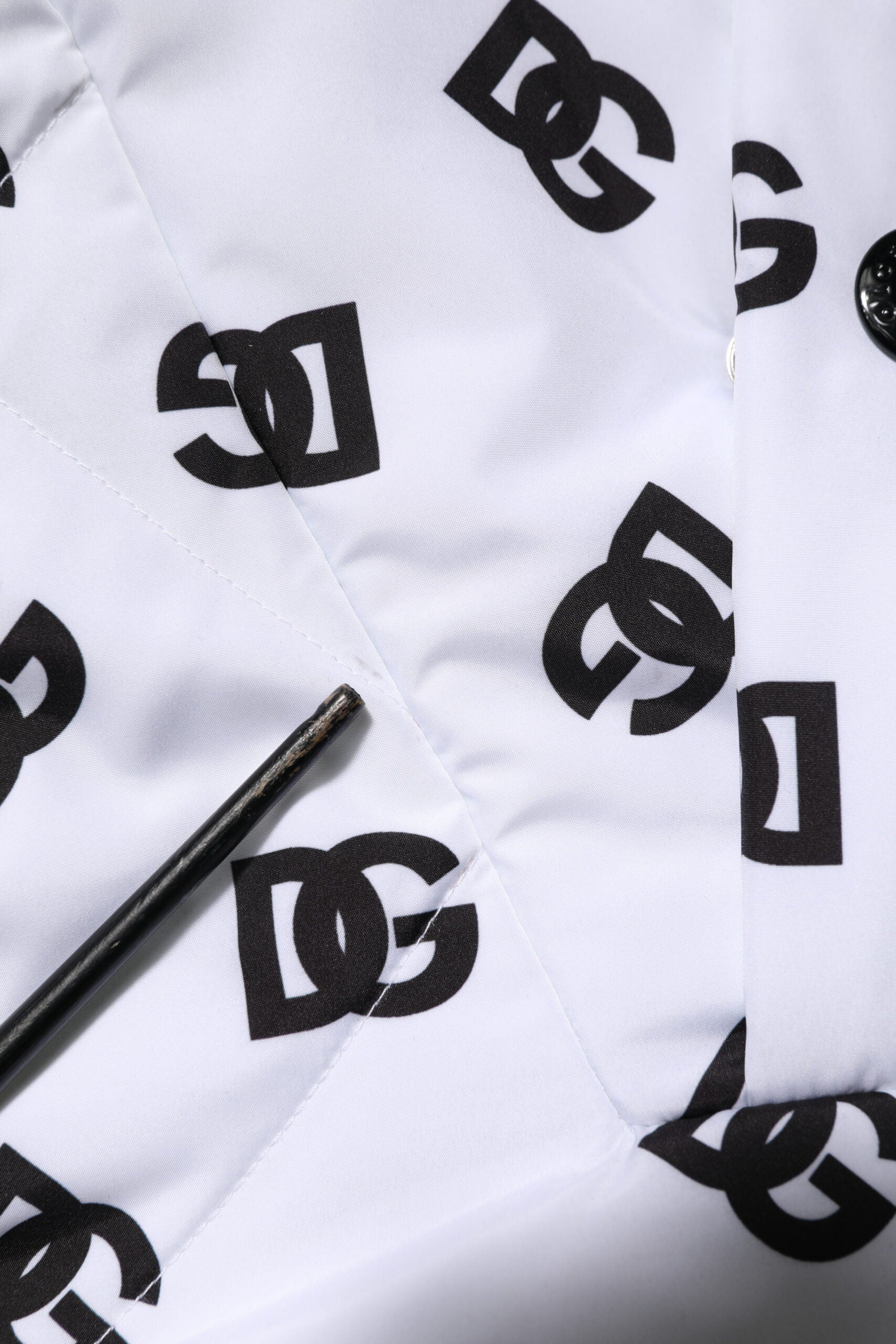 Dolce & Gabbana White DG Monogram Hooded Quilted Jacket