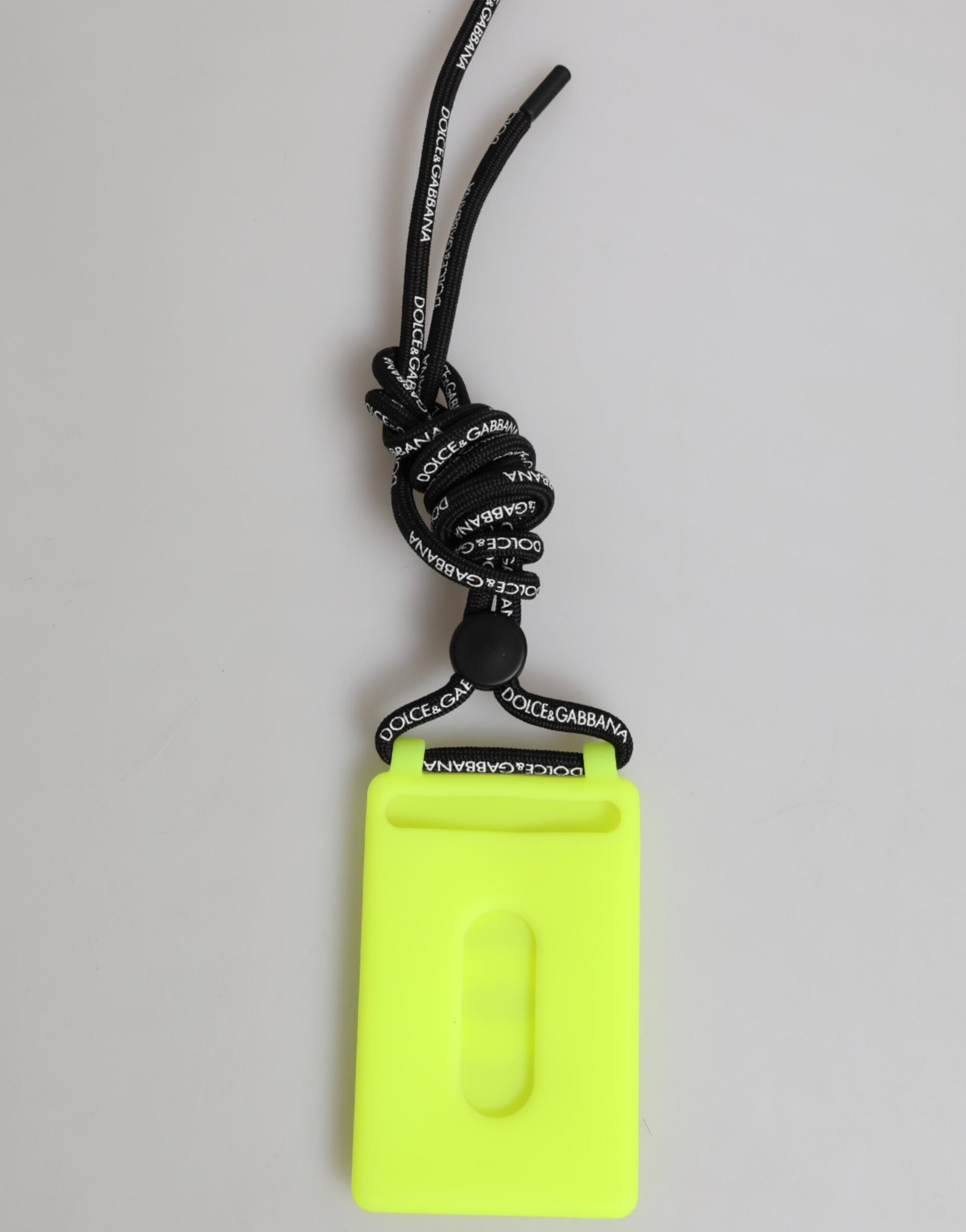 Dolce & Gabbana Yellow Green Rubber DG Embossed Adjustable Badge Holder