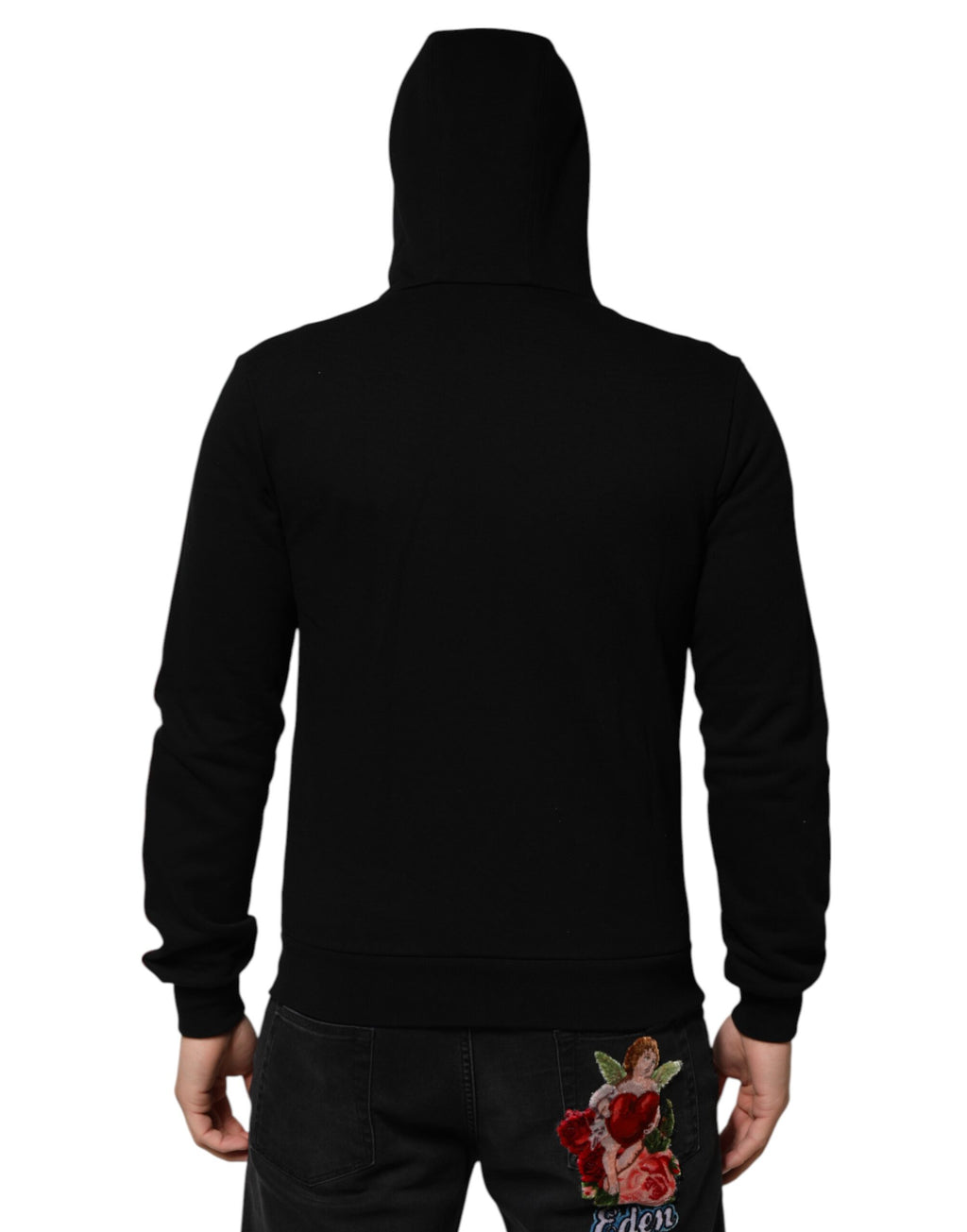 Dolce & Gabbana Black Cotton Plaque Track Cardigan Sweater