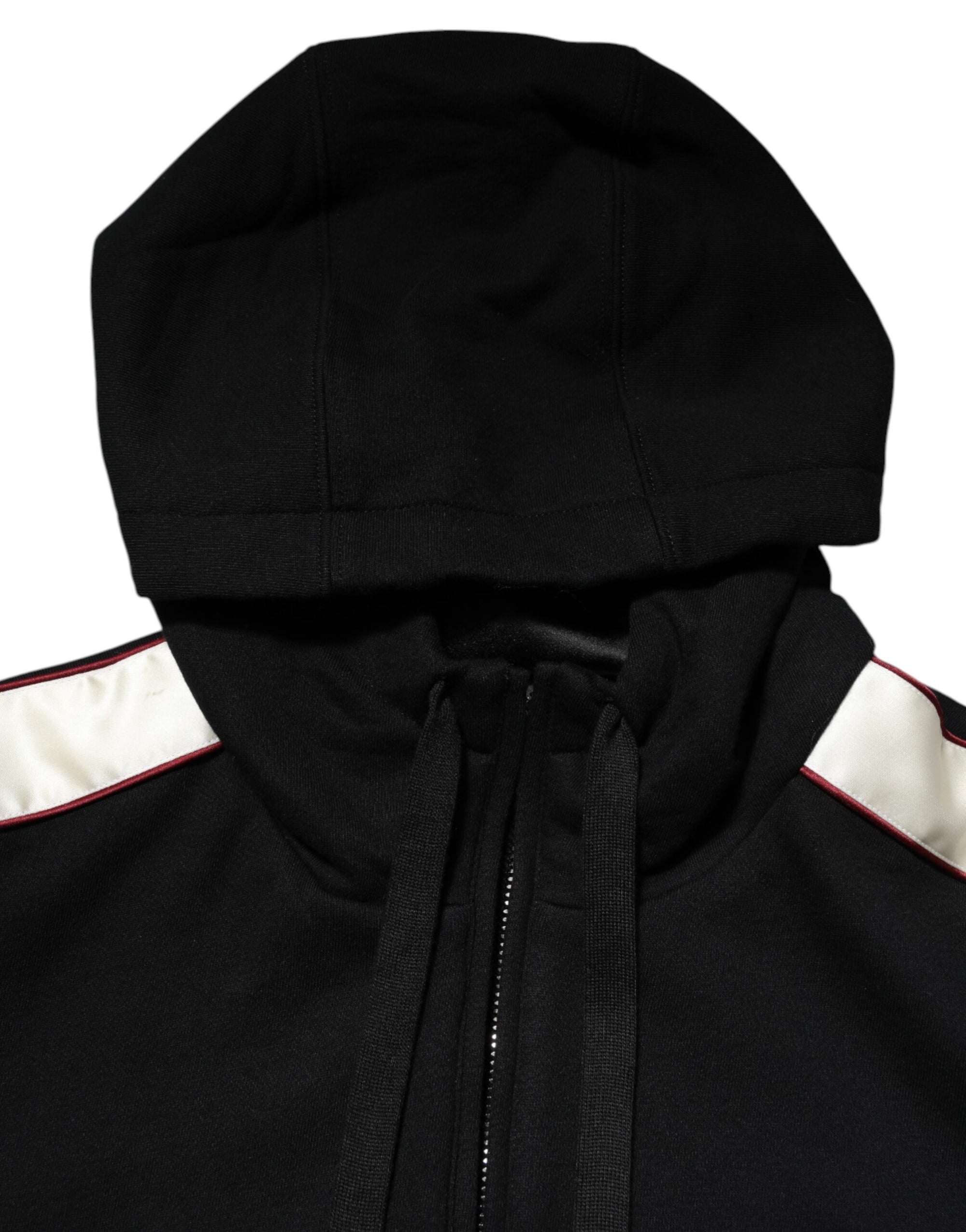 Dolce & Gabbana Black Cotton Plaque Track Cardigan Sweater