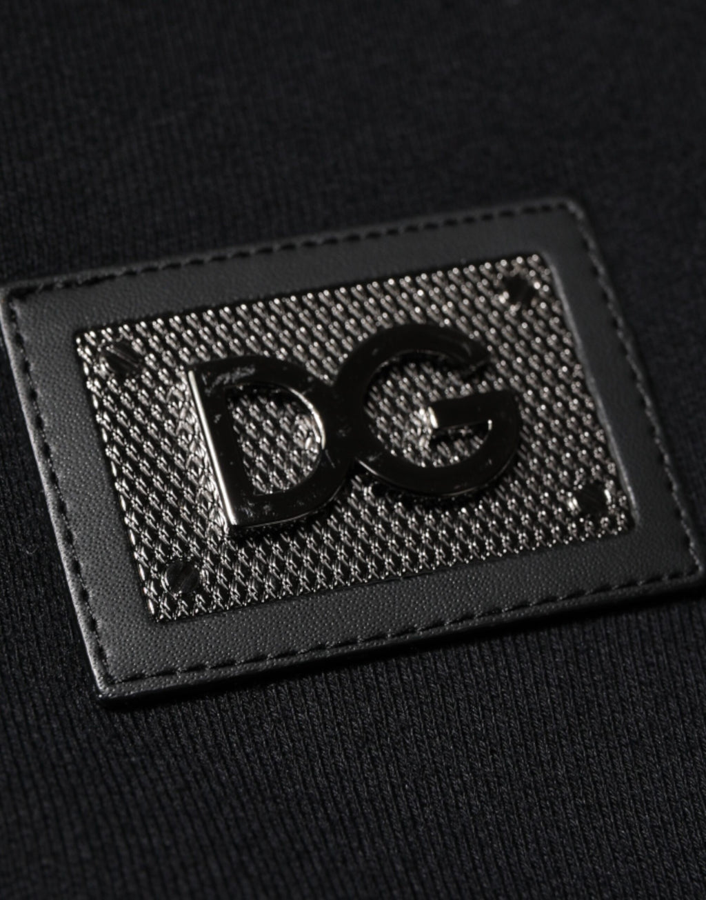 Dolce & Gabbana Black Cotton Plaque Track Cardigan Sweater