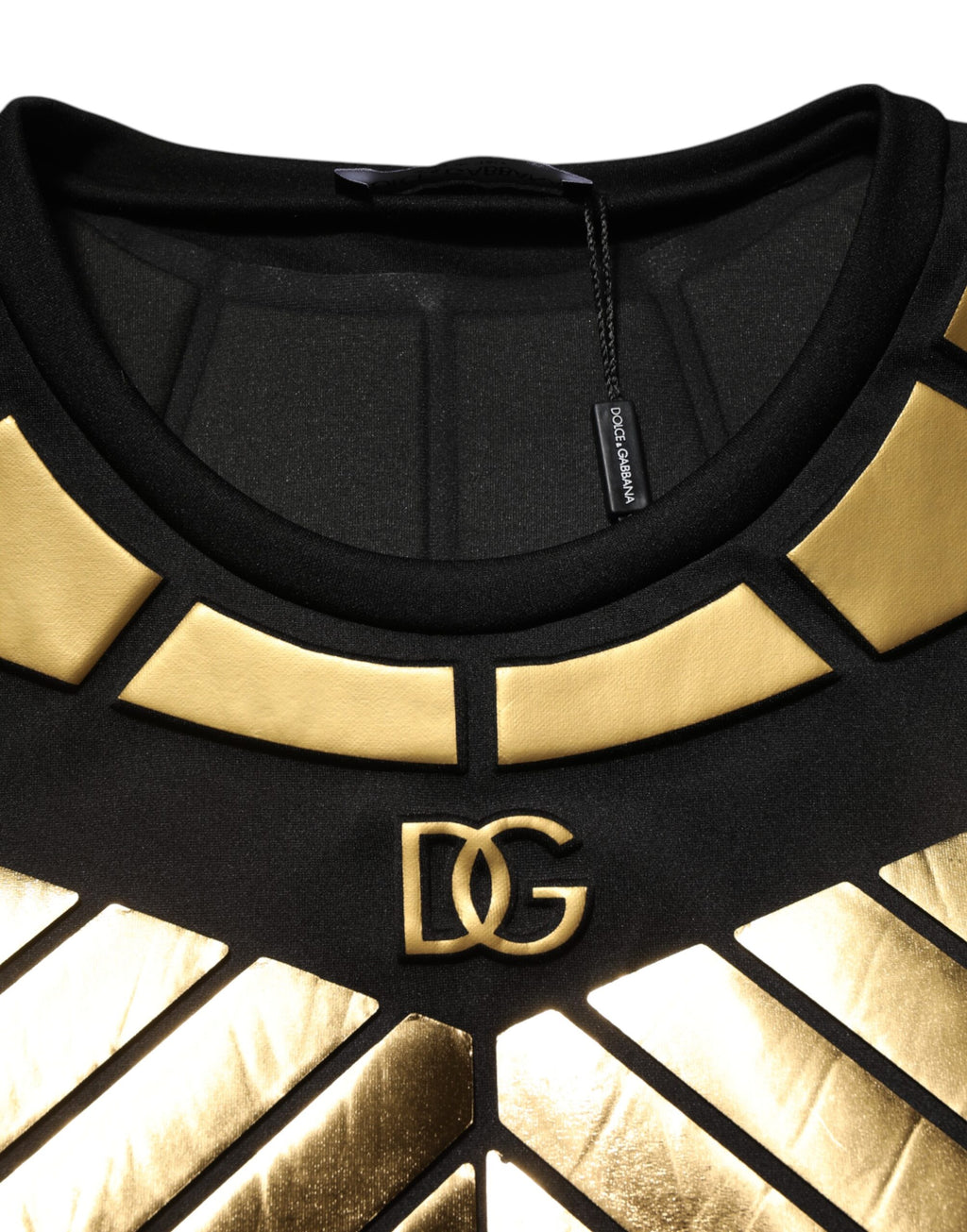 Dolce & Gabbana Black Metallic Print Nylon Crewneck T-shirt