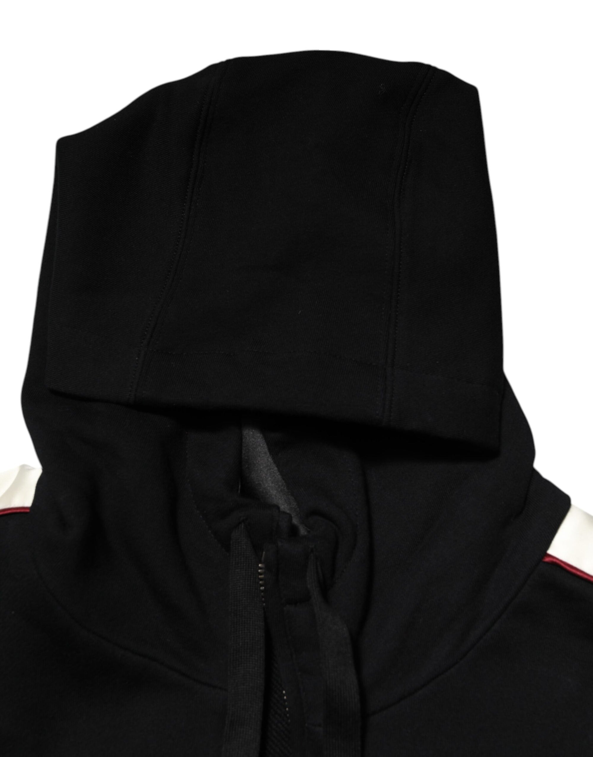 Dolce & Gabbana Black Cotton Plaque Track Cardigan Sweater