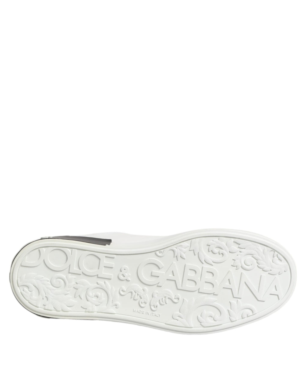 Dolce & Gabbana White Black Leather Portofino Sneaker Shoes