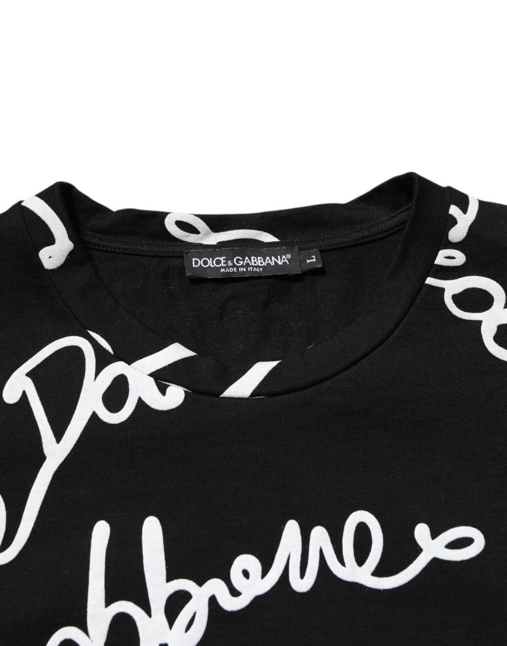 Dolce & Gabbana Black Logo Print Cotton Crew Neck  T-shirt