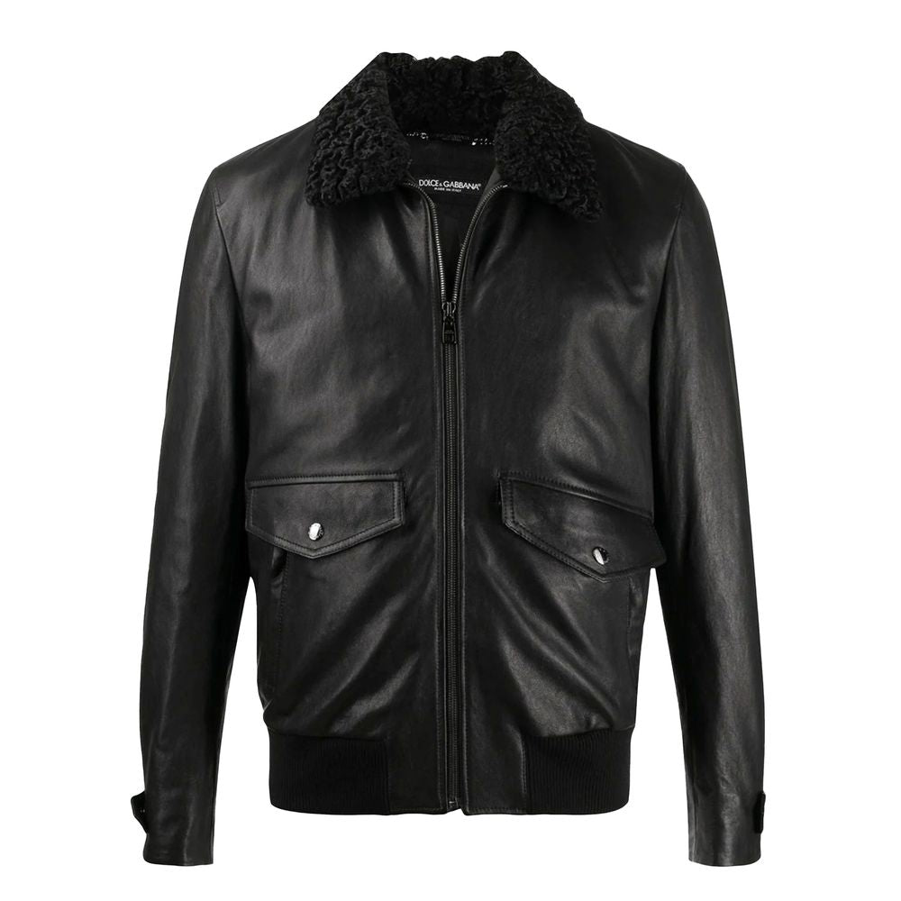 Dolce & Gabbana Black Lambskin Jacket