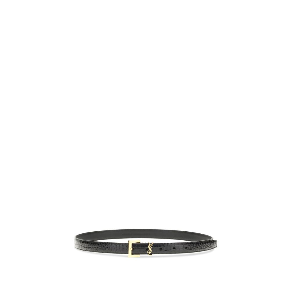 Saint Laurent Crocodile-effect Cassandre Belt
