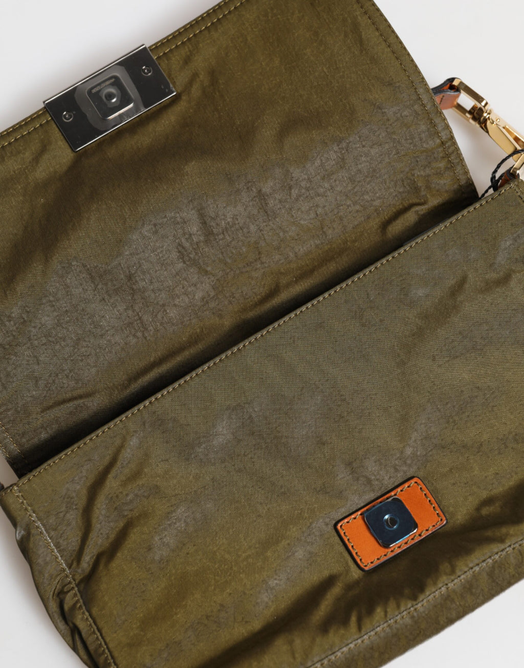 Dolce & Gabbana Dark Green Nylon Logo Plaque Shoulder Strap Borse Bag