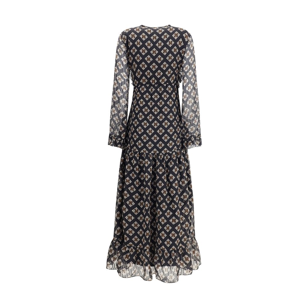 Kristina Ti Silk long Dress with rouches