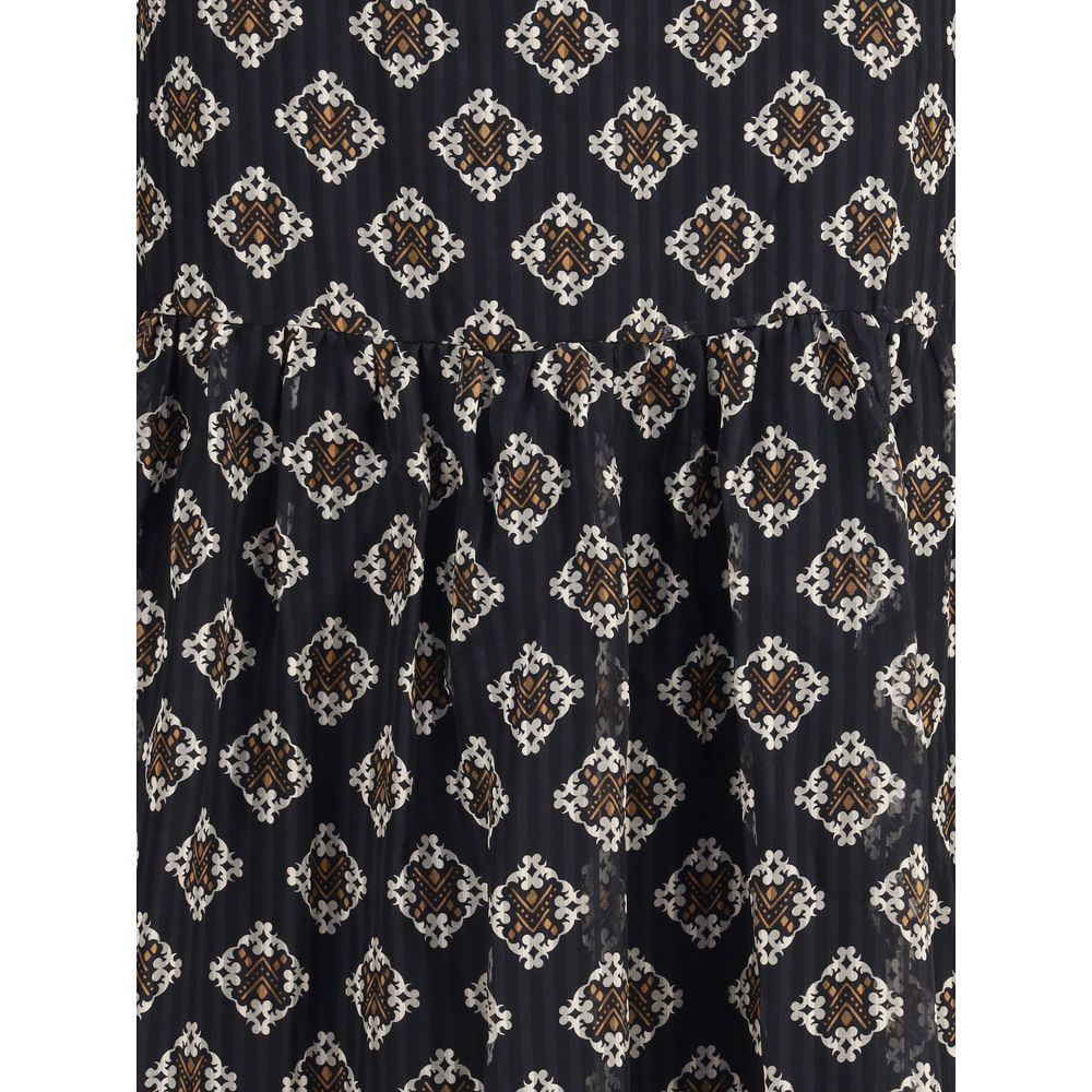 Kristina Ti Silk long Dress with rouches