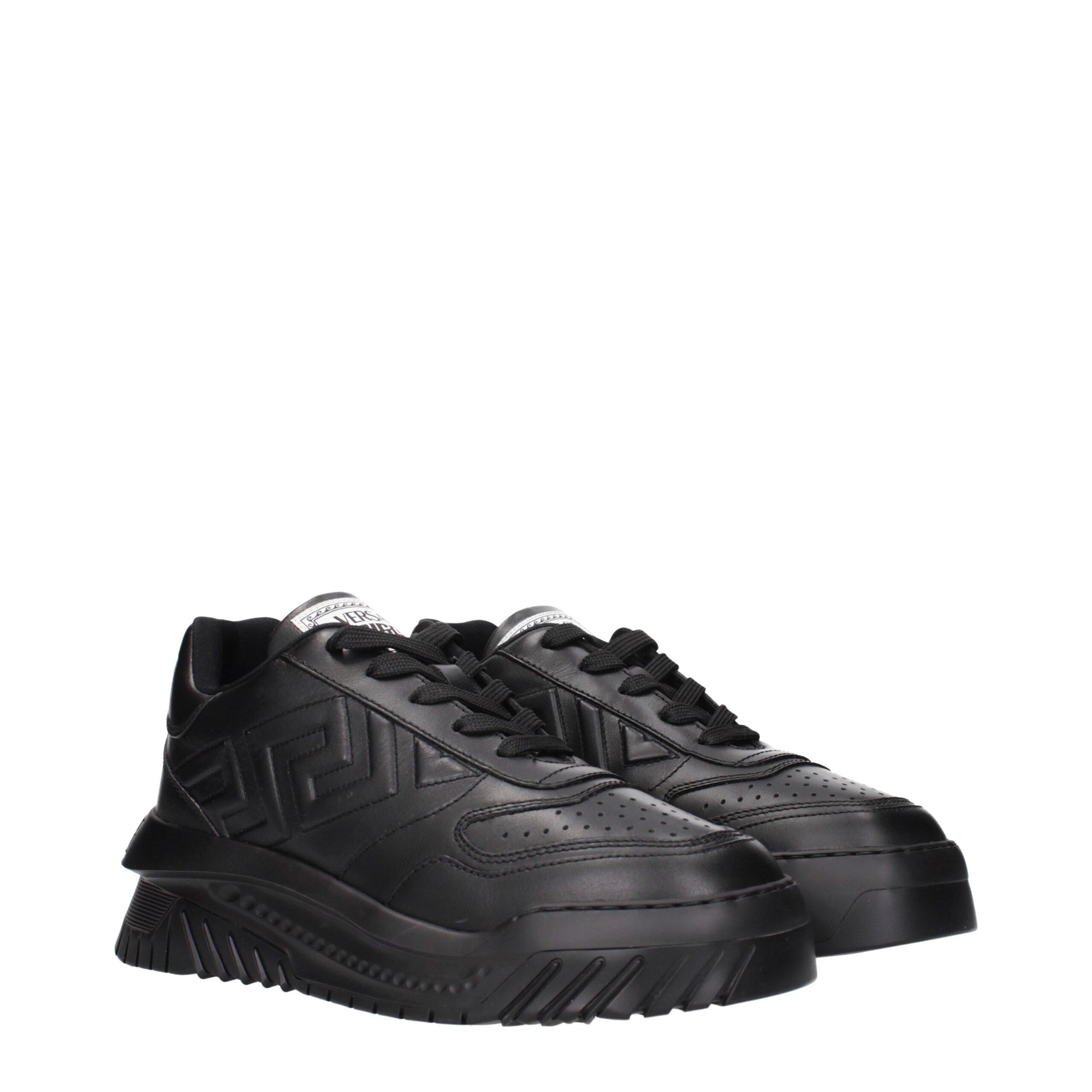 Versace Black Leather Chunky Sneakers