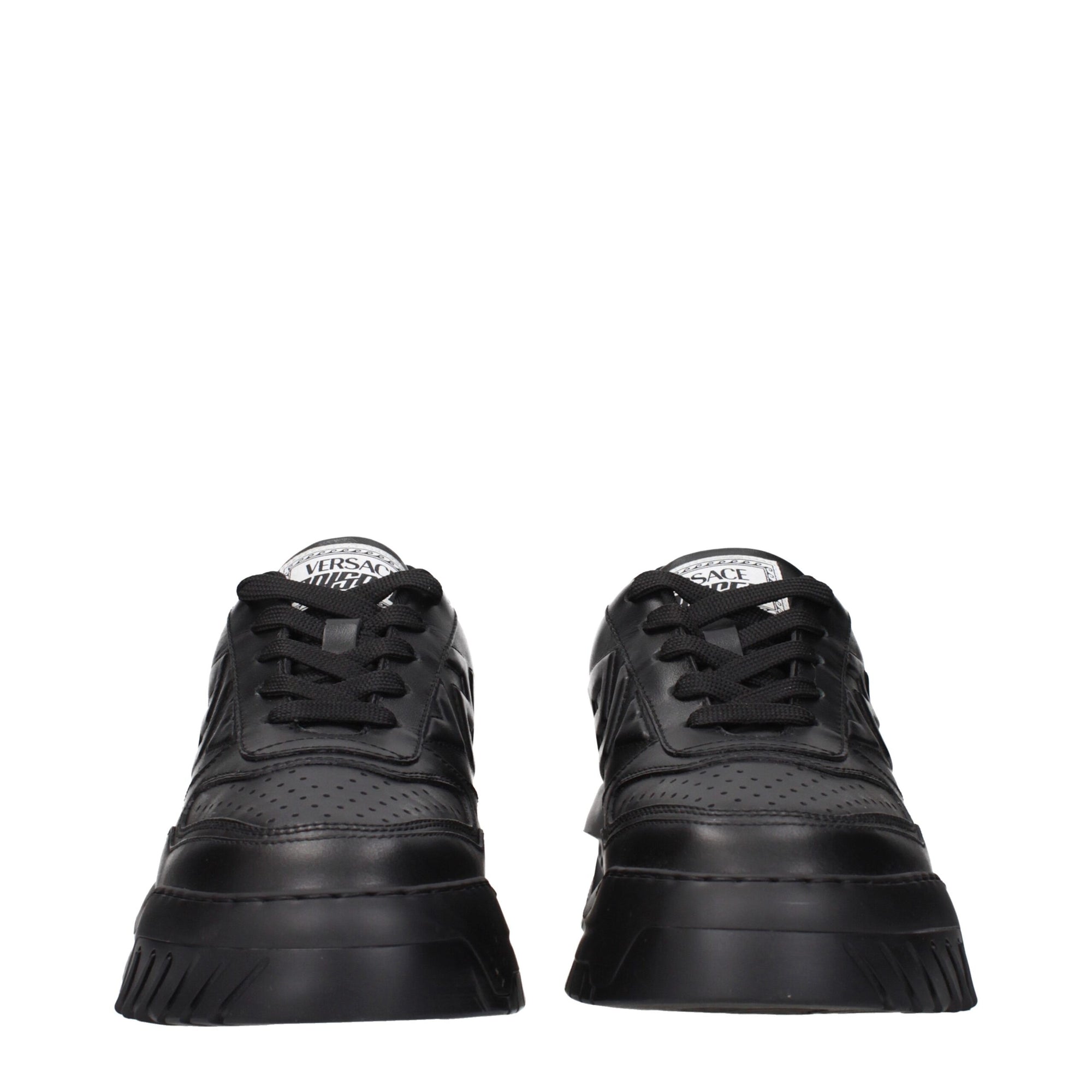 Versace Black Leather Chunky Sneakers