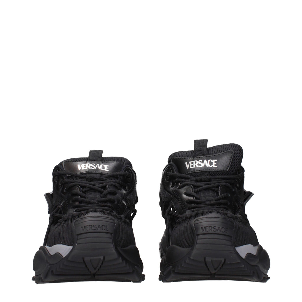 Versace Black Leather Athletic Sneakers