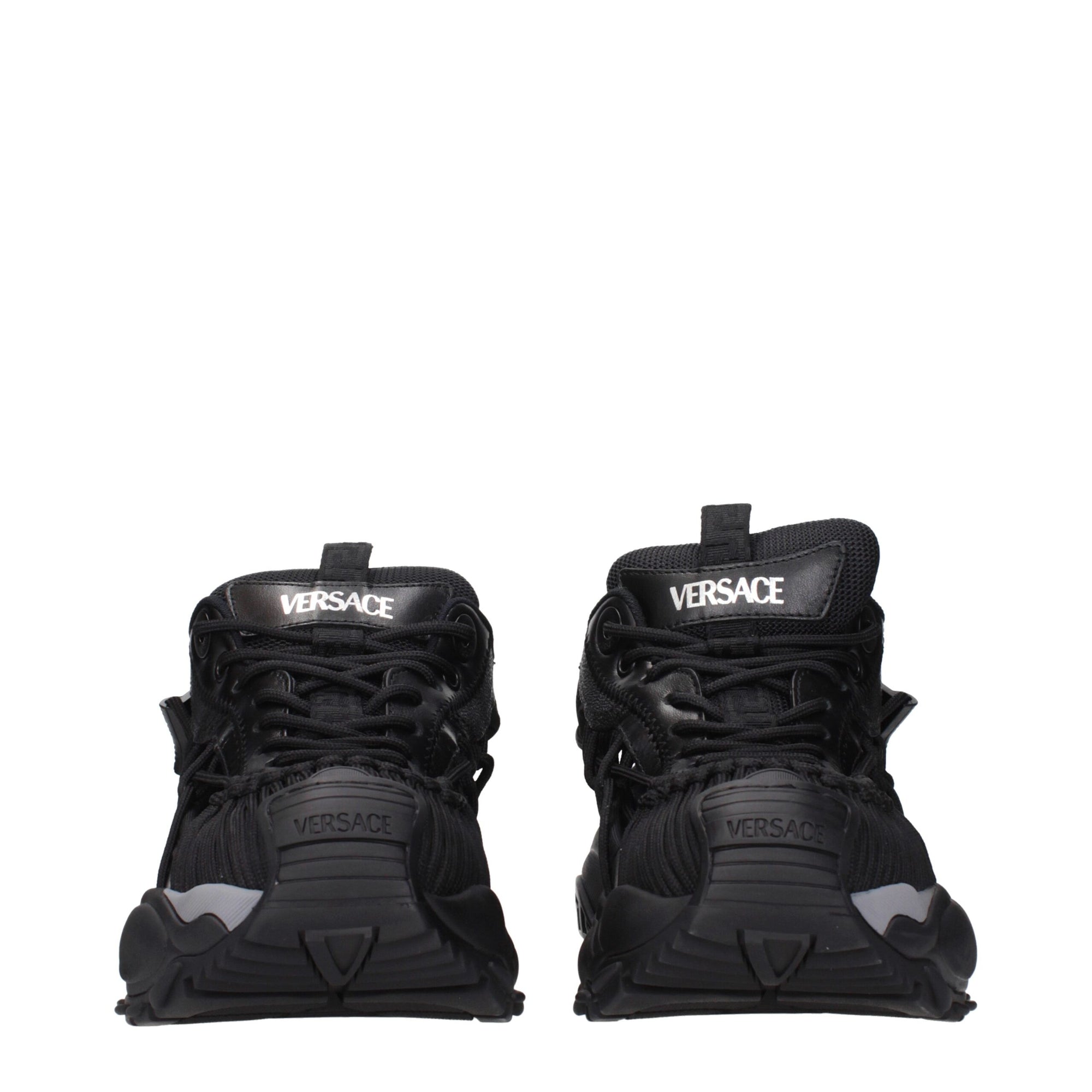 Versace Black Leather Athletic Sneakers