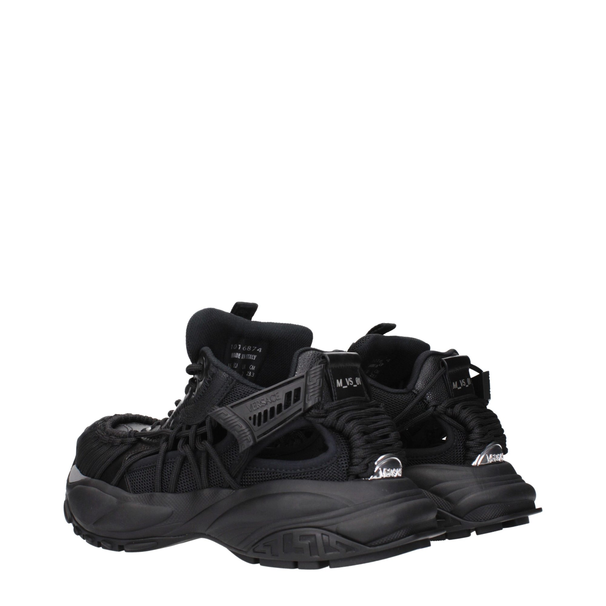 Versace Black Leather Athletic Sneakers