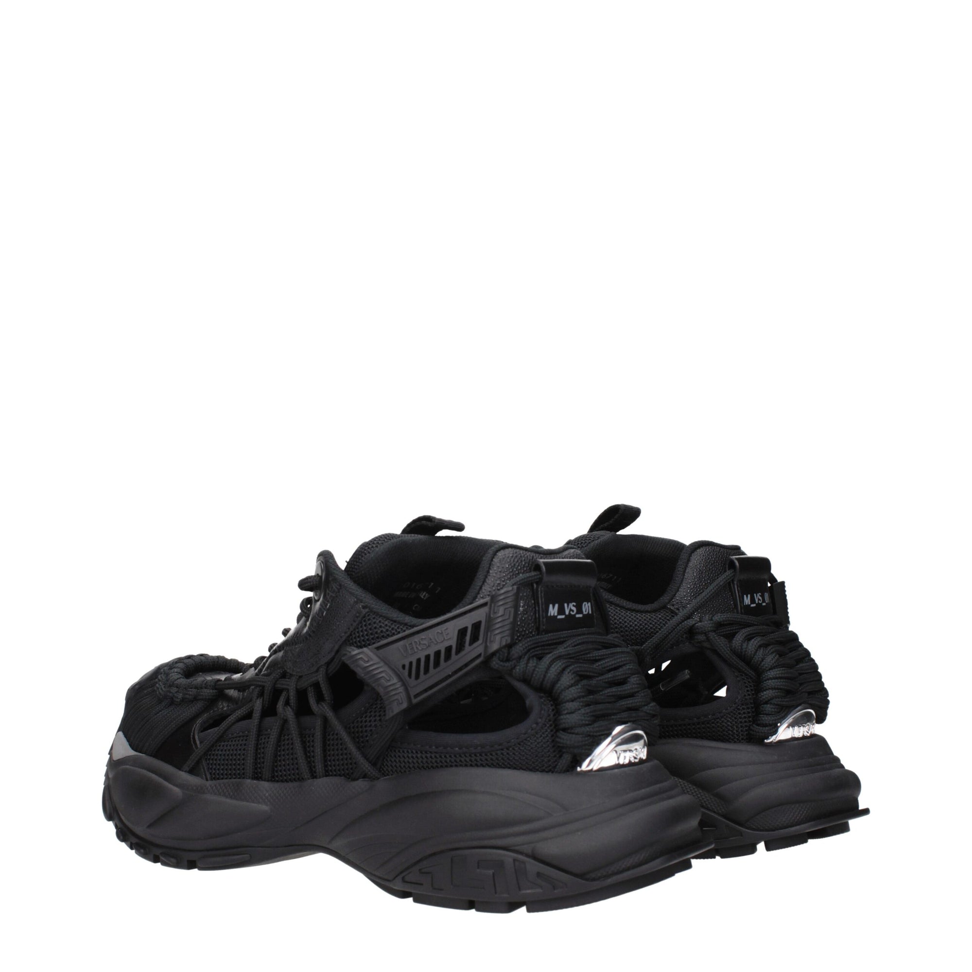 Versace Black Leather Athletic Sneakers