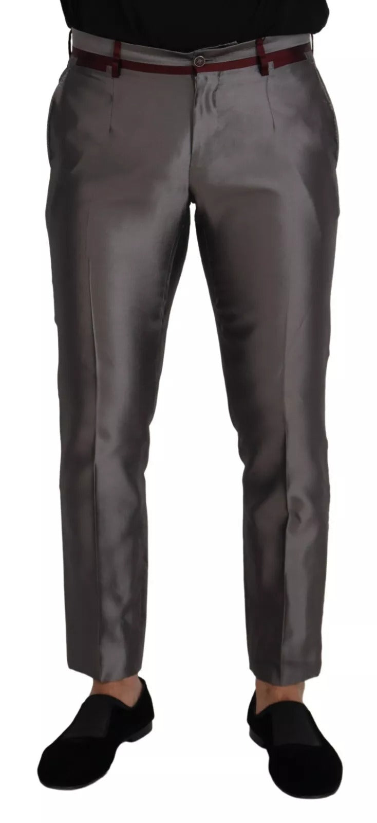Dolce & Gabbana Gray Silk Metallic Men Dress Trouser Pants