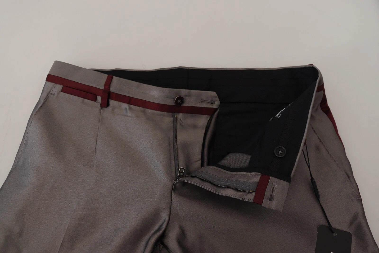 Dolce & Gabbana Gray Silk Metallic Men Dress Trouser Pants