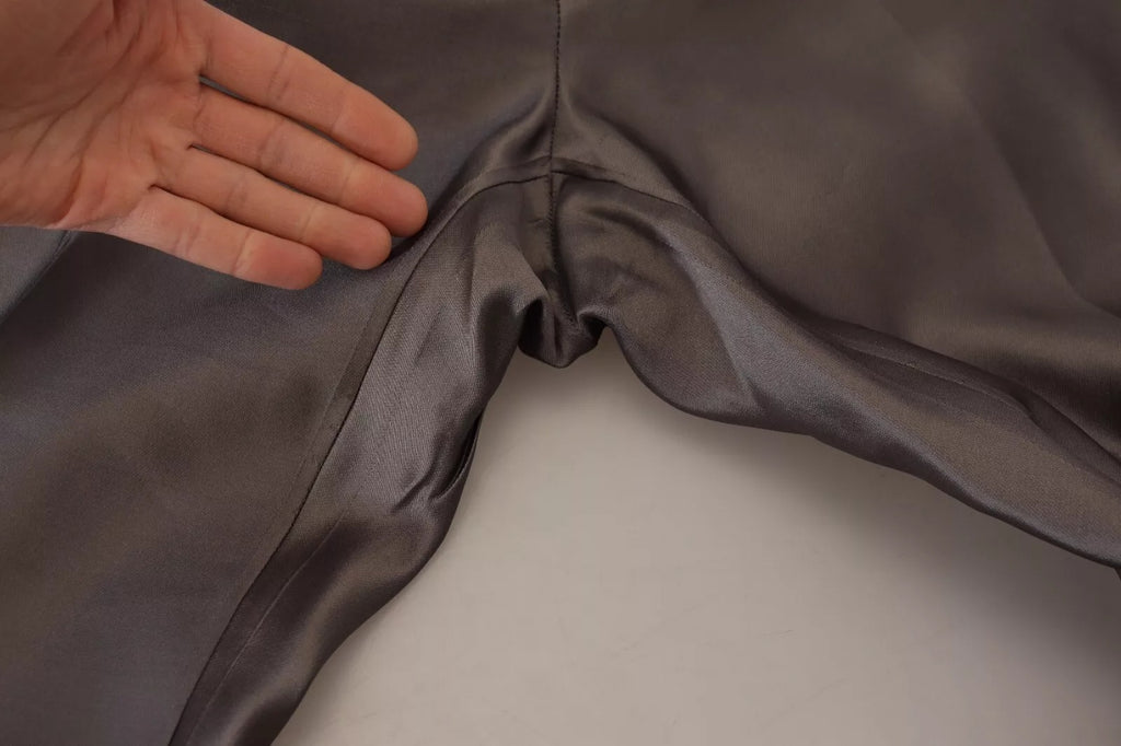 Dolce & Gabbana Gray Silk Metallic Men Dress Trouser Pants
