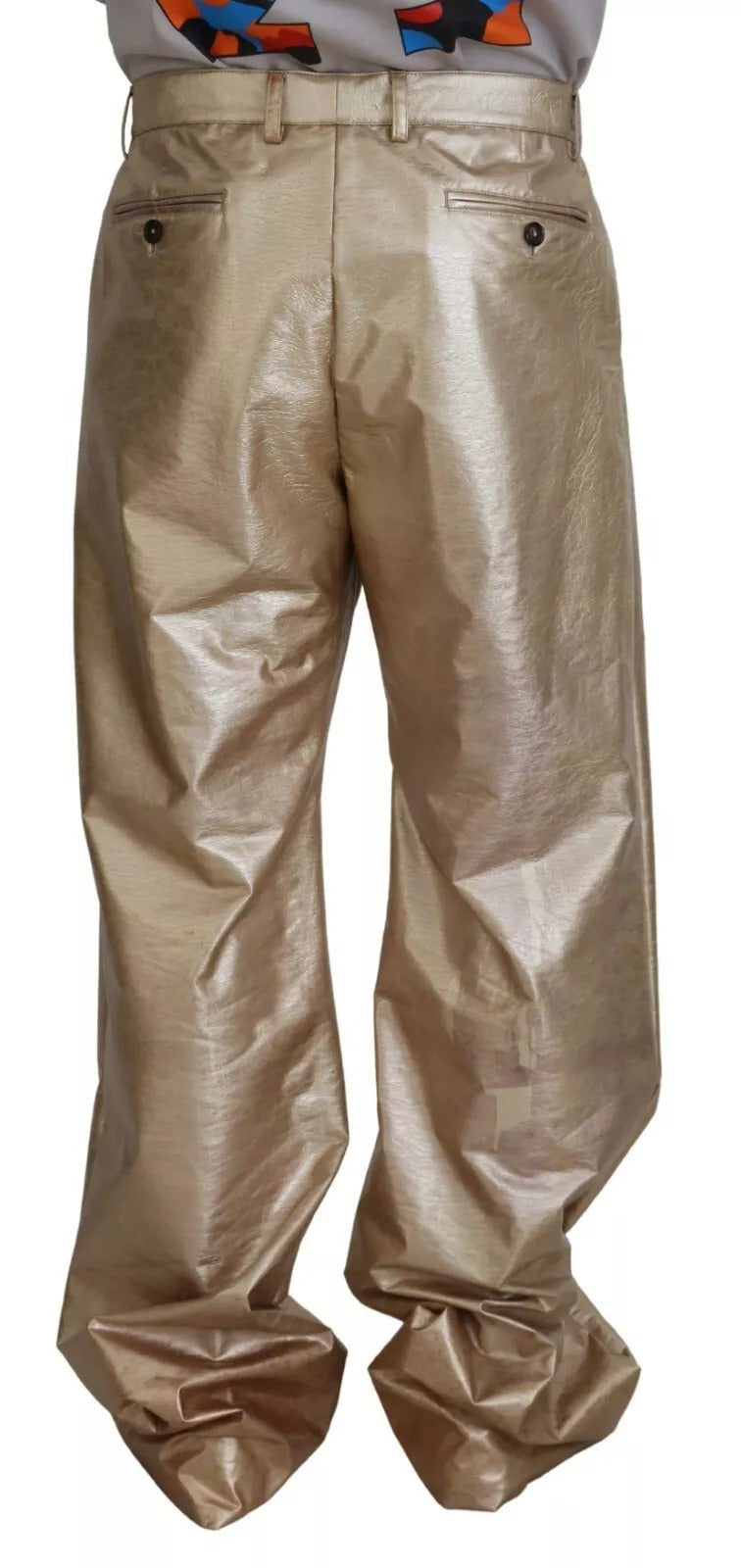 Dolce & Gabbana Metallic Gold Polyester StraightTrouser Pants