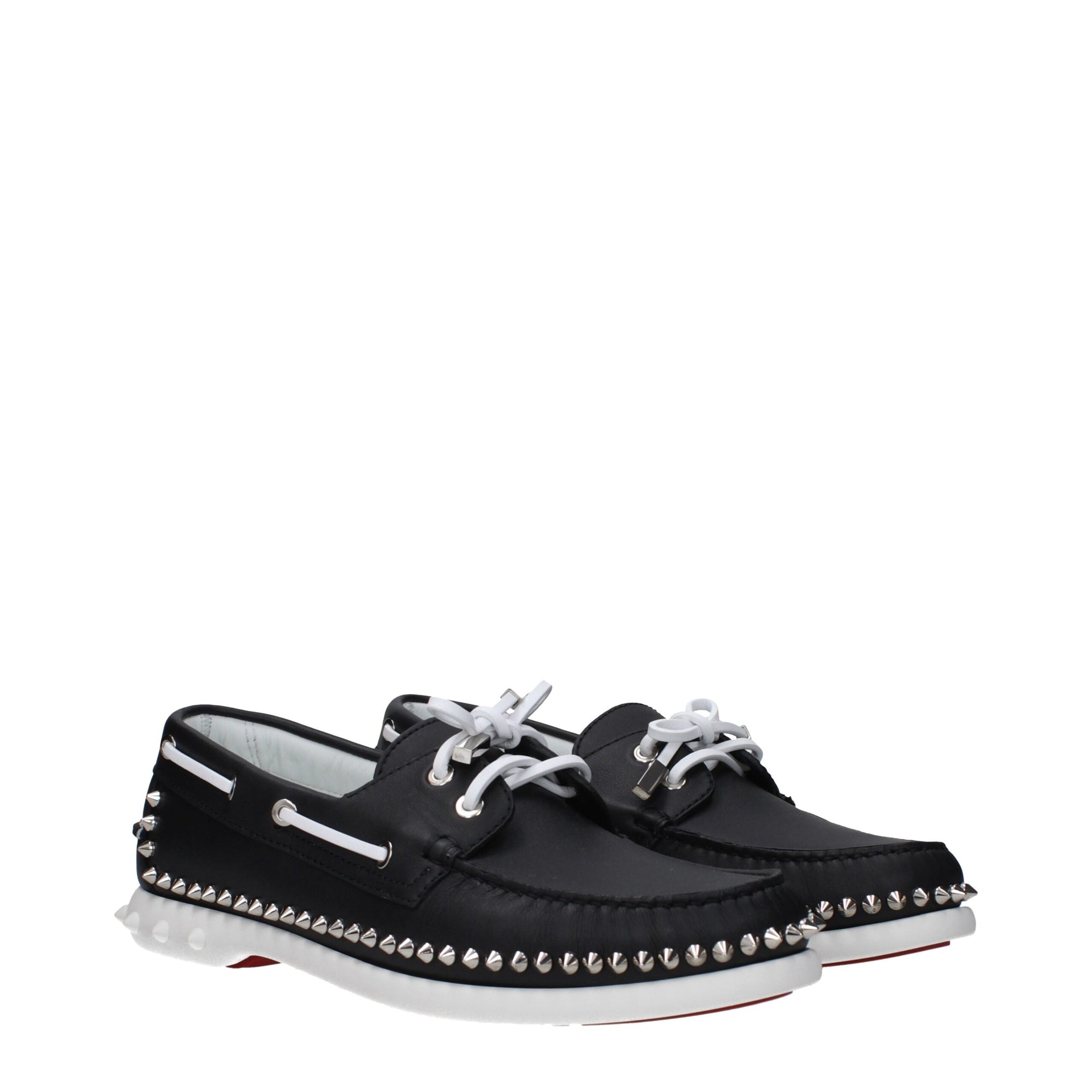 Christian Louboutin Black Leather Slip-On Loafers