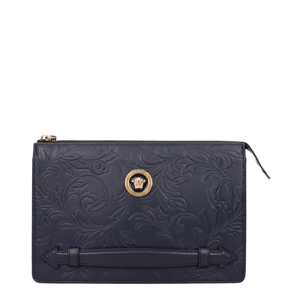 Versace Blue Leather Clutch Bags