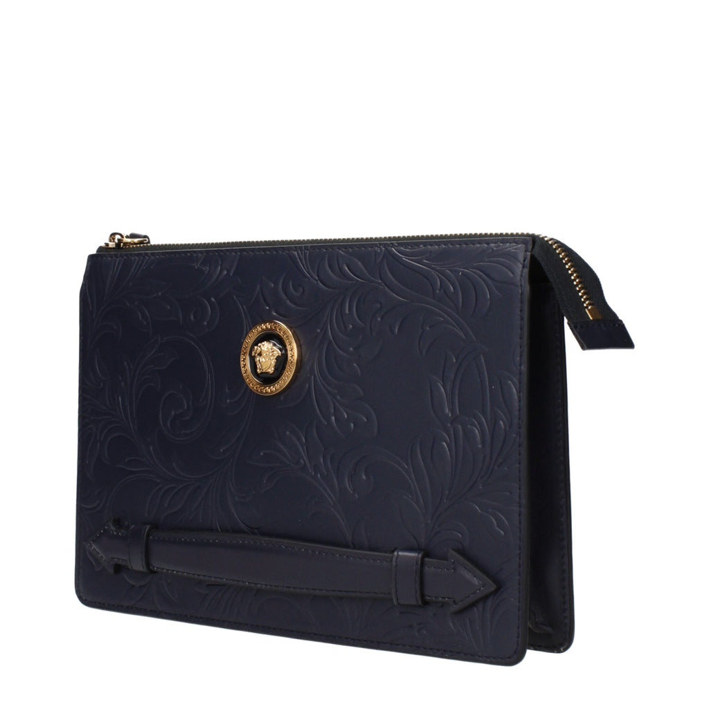 Versace Blue Leather Clutch Bags