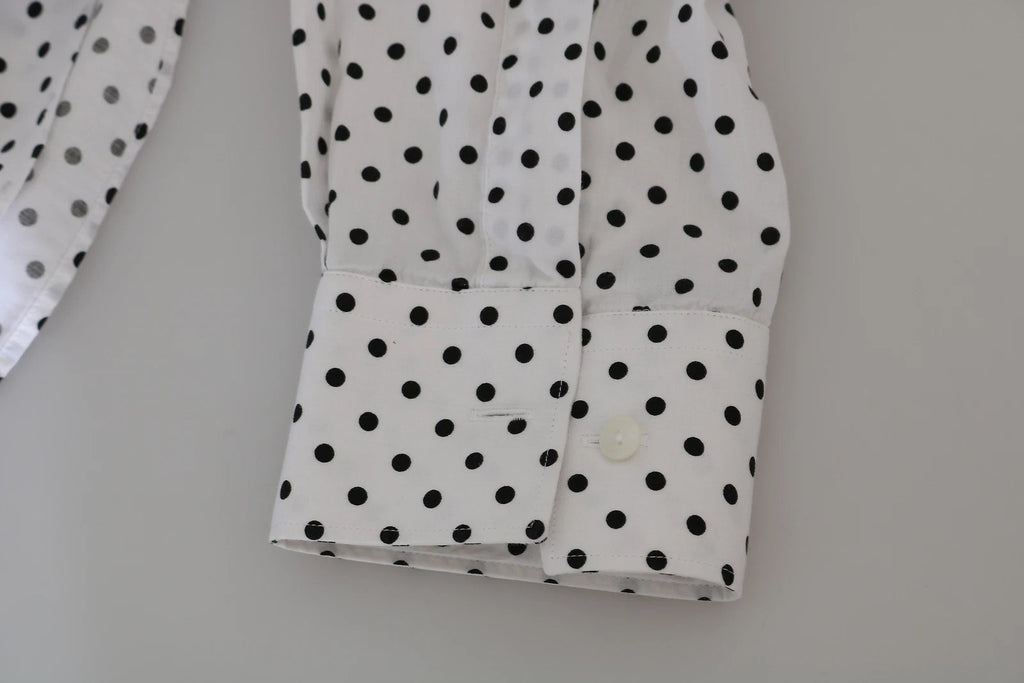 Dolce & Gabbana White Dotted Dress Formal MARTINI Shirt