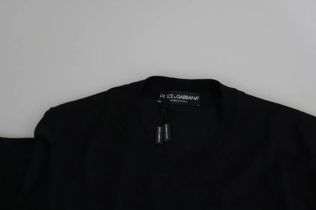 Dolce & Gabbana Black Cashmere Crewneck Pullover Sweater