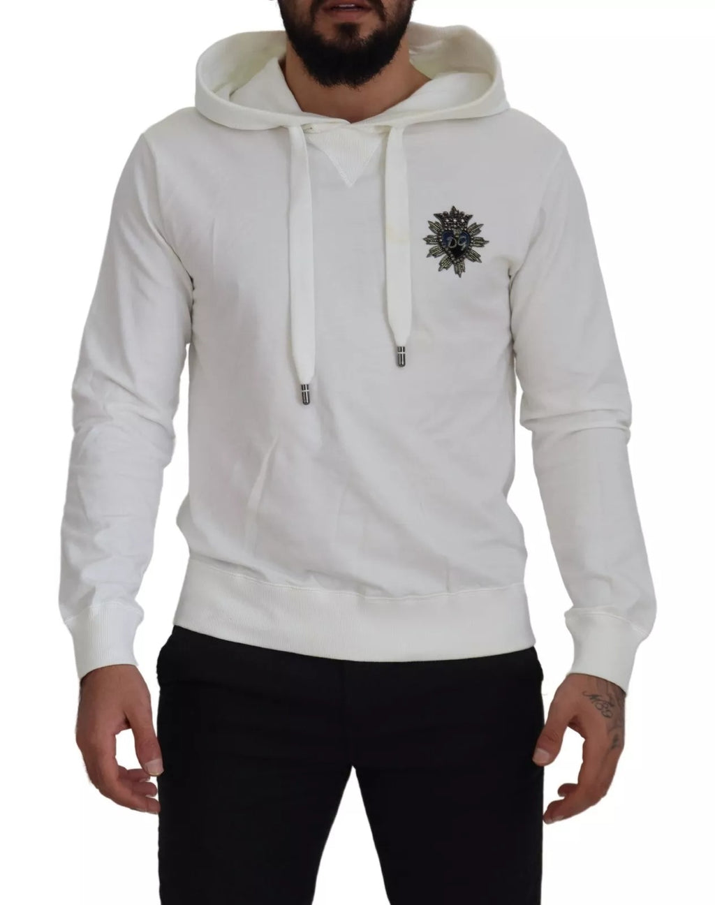 Dolce & Gabbana White Cotton Hooded Sweatshirt Sweater