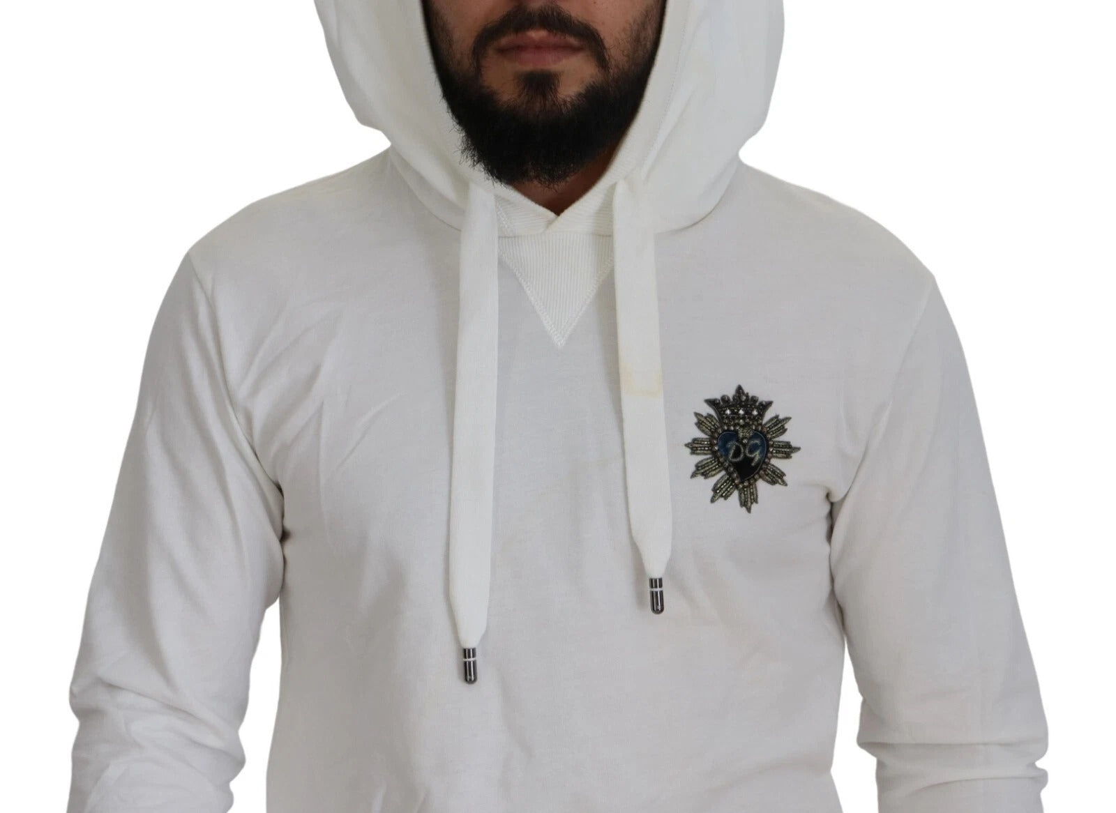 Dolce & Gabbana White Cotton Hooded Sweatshirt Sweater