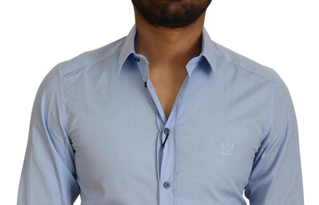 Dolce & Gabbana Light Blue Cotton Slim Fit Dress Shirt