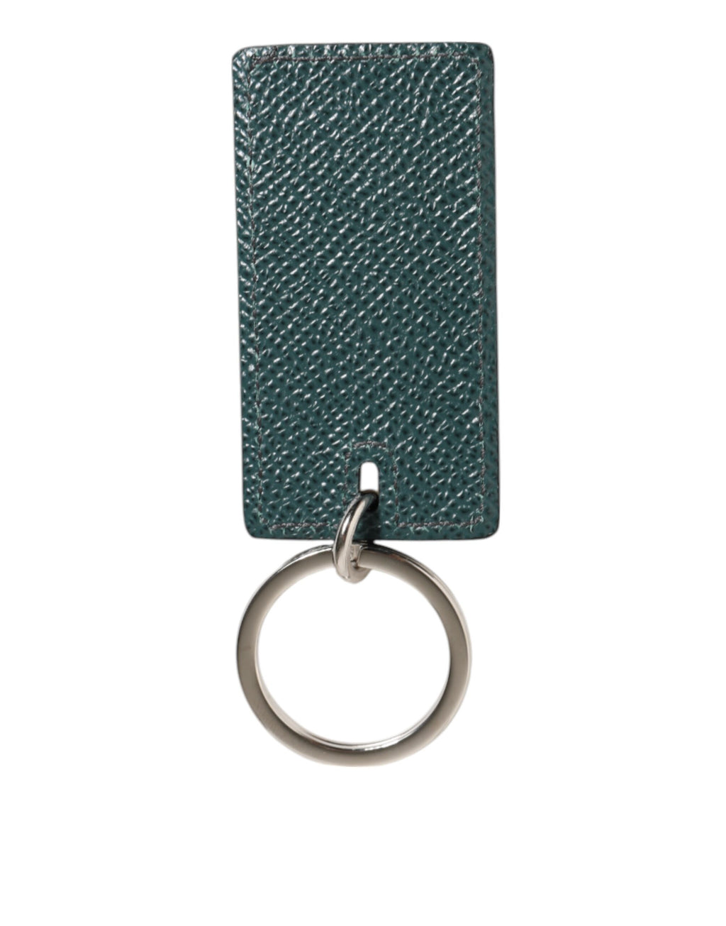 Dolce & Gabbana Army Green Leather Logo Metal Ring Men Keychain Keyring