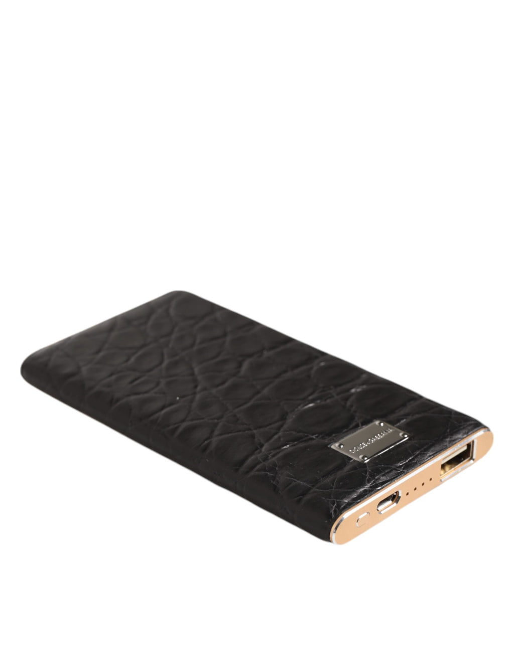 Dolce & Gabbana Black Leather Embossed Exotic 3000mAh  Power Bank Charger USB