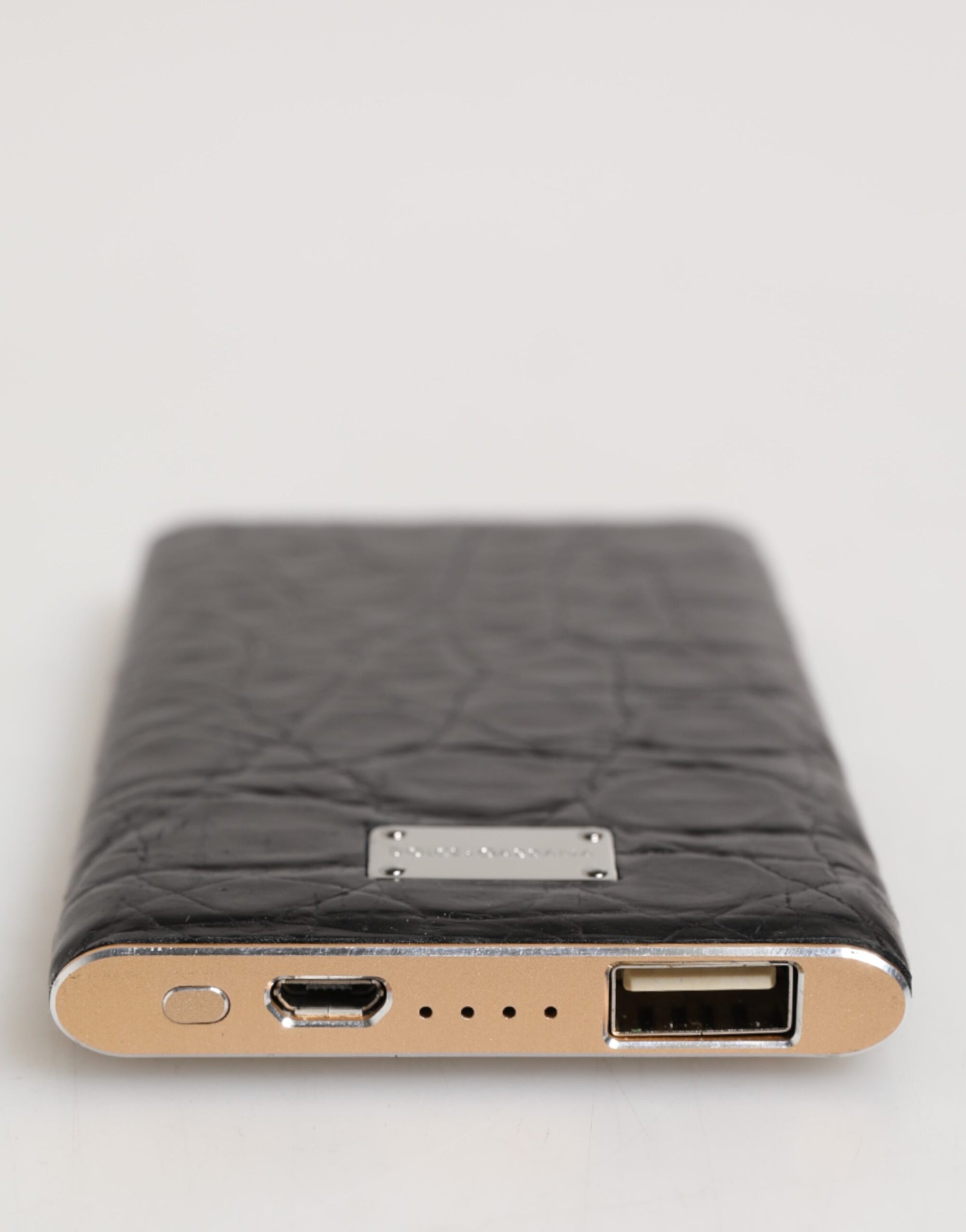Dolce & Gabbana Black Leather Embossed Exotic 3000mAh  Power Bank Charger USB