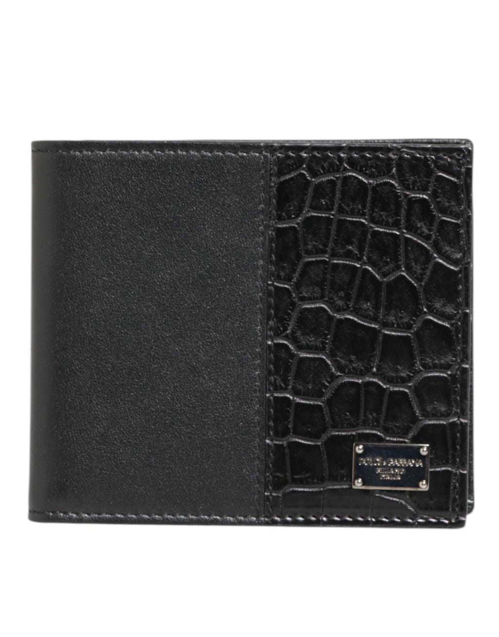 Dolce & Gabbana Black Exotic Leather Bifold Card Holder Men Wallet
