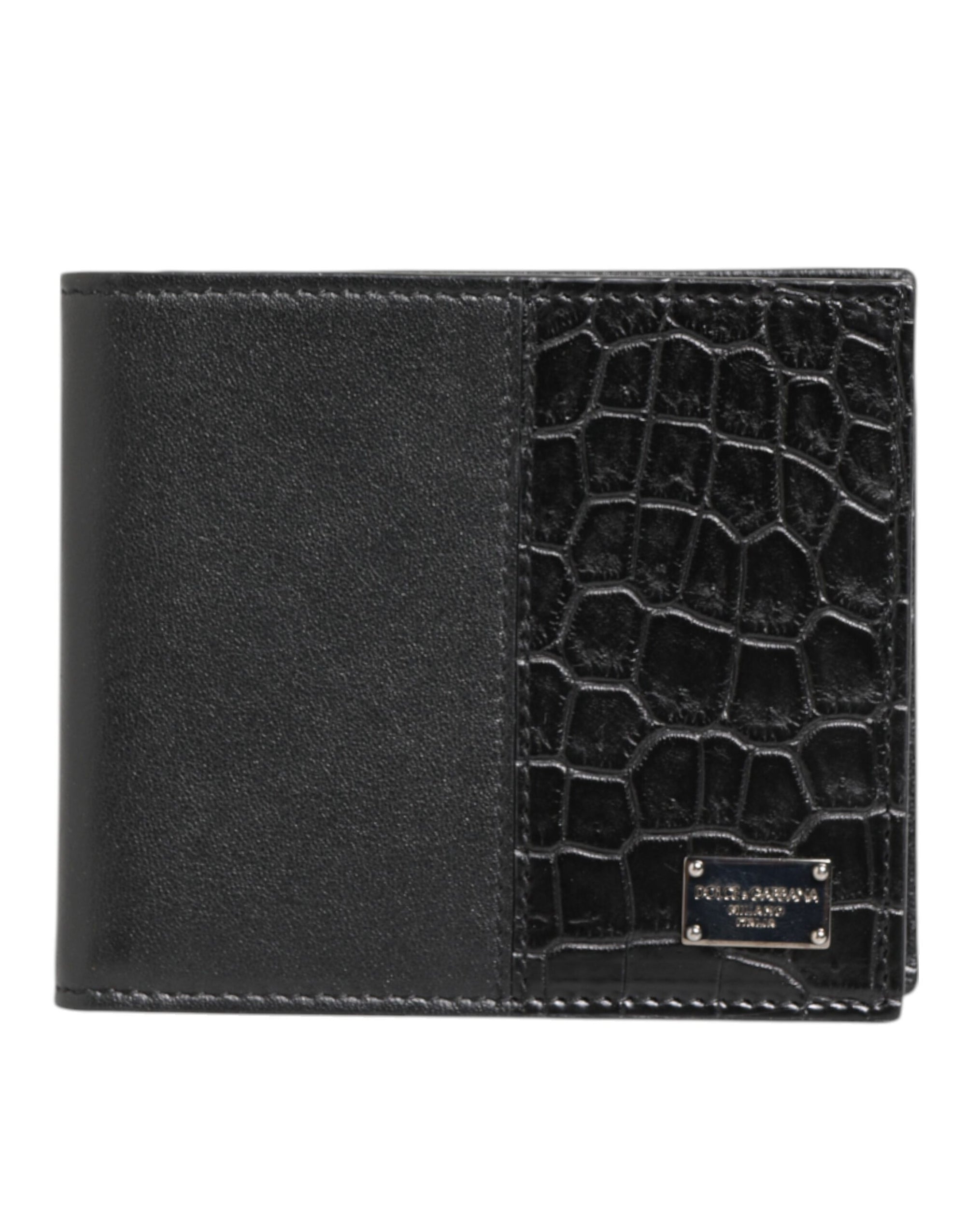 Dolce & Gabbana Black Exotic Leather Bifold Card Holder Men Wallet
