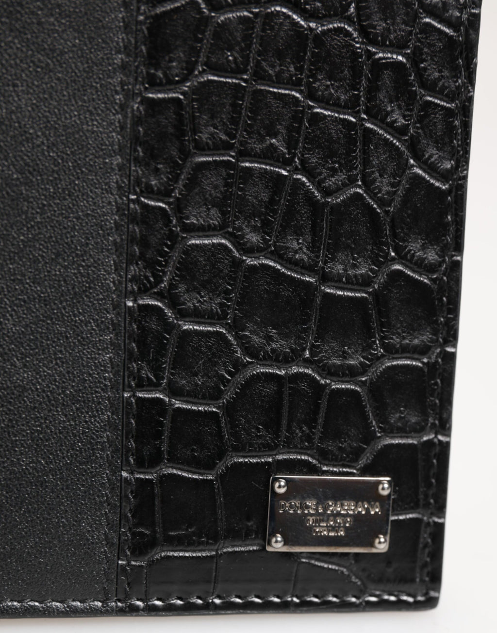 Dolce & Gabbana Black Exotic Leather Bifold Card Holder Men Wallet