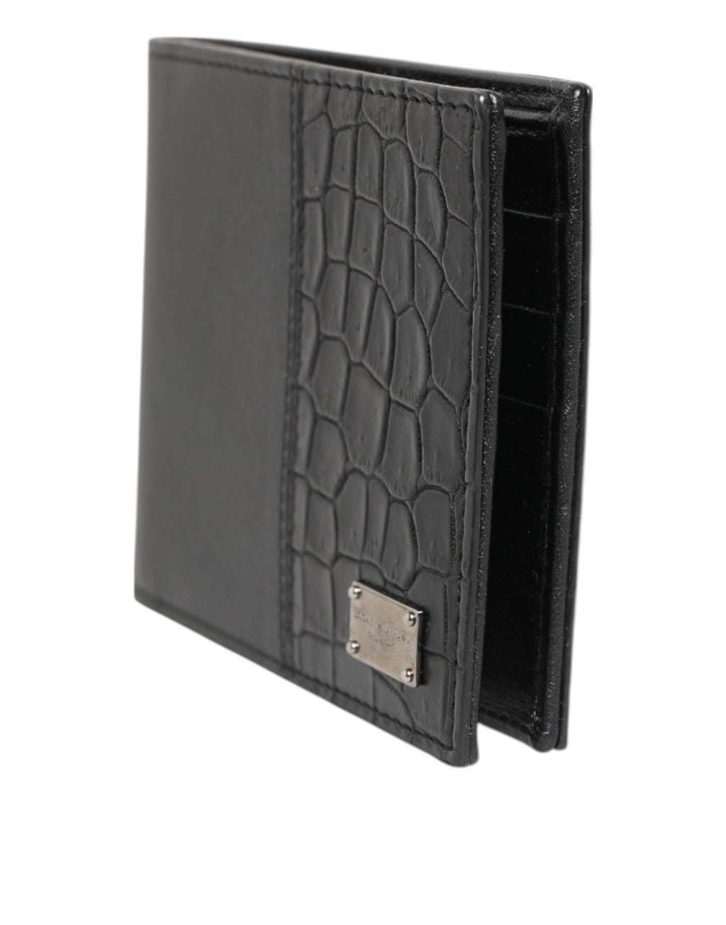 Dolce & Gabbana Black Exotic Leather Bifold Card Holder Men Wallet