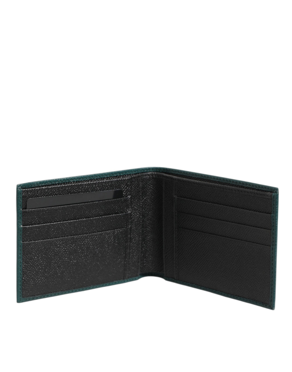 Dolce & Gabbana Green Leather DG Logo Plaque Bifold Men Card Holder Wallet