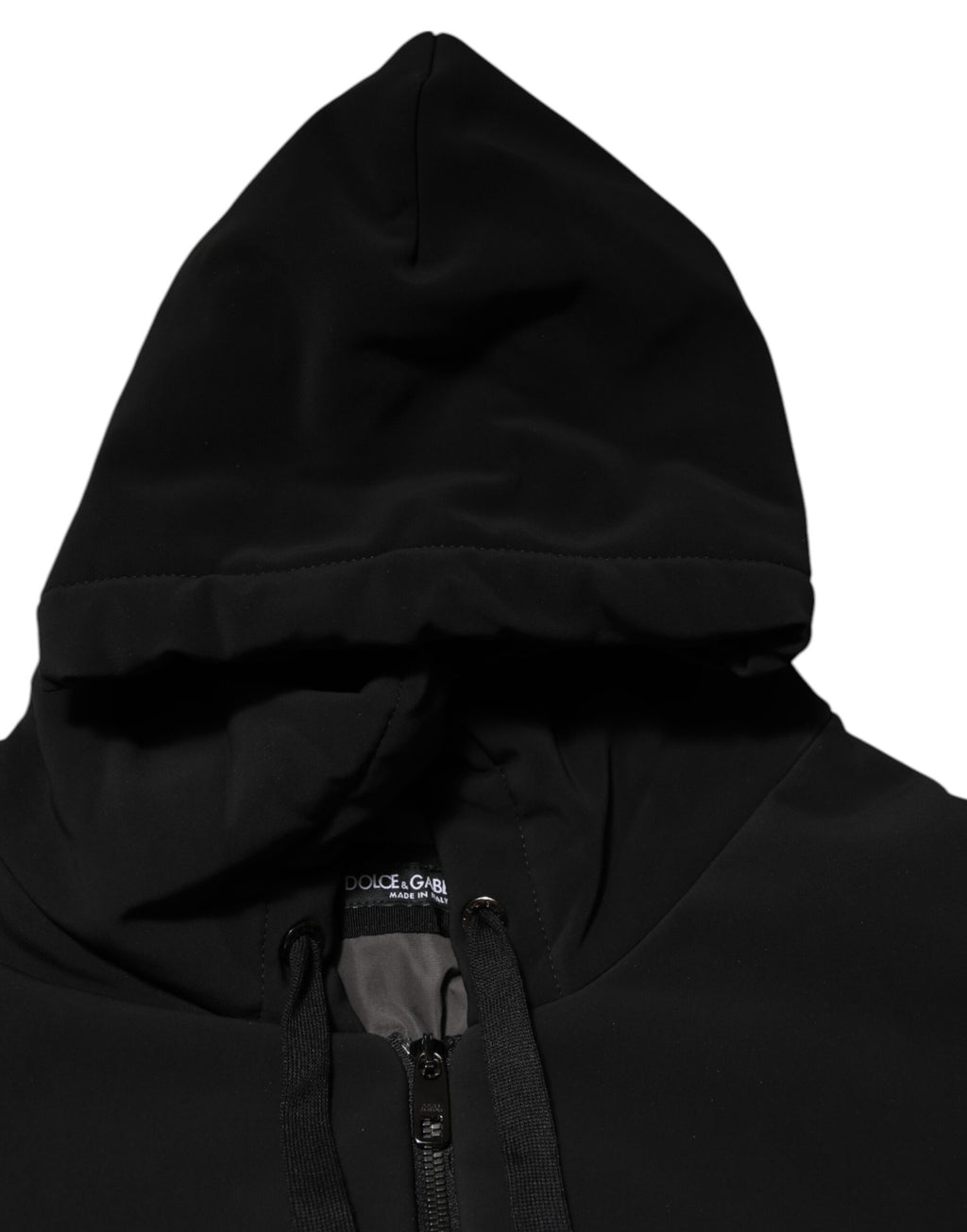 Dolce & Gabbana Black Cotton Quilted Studded Sleeve Hoodie Jacket