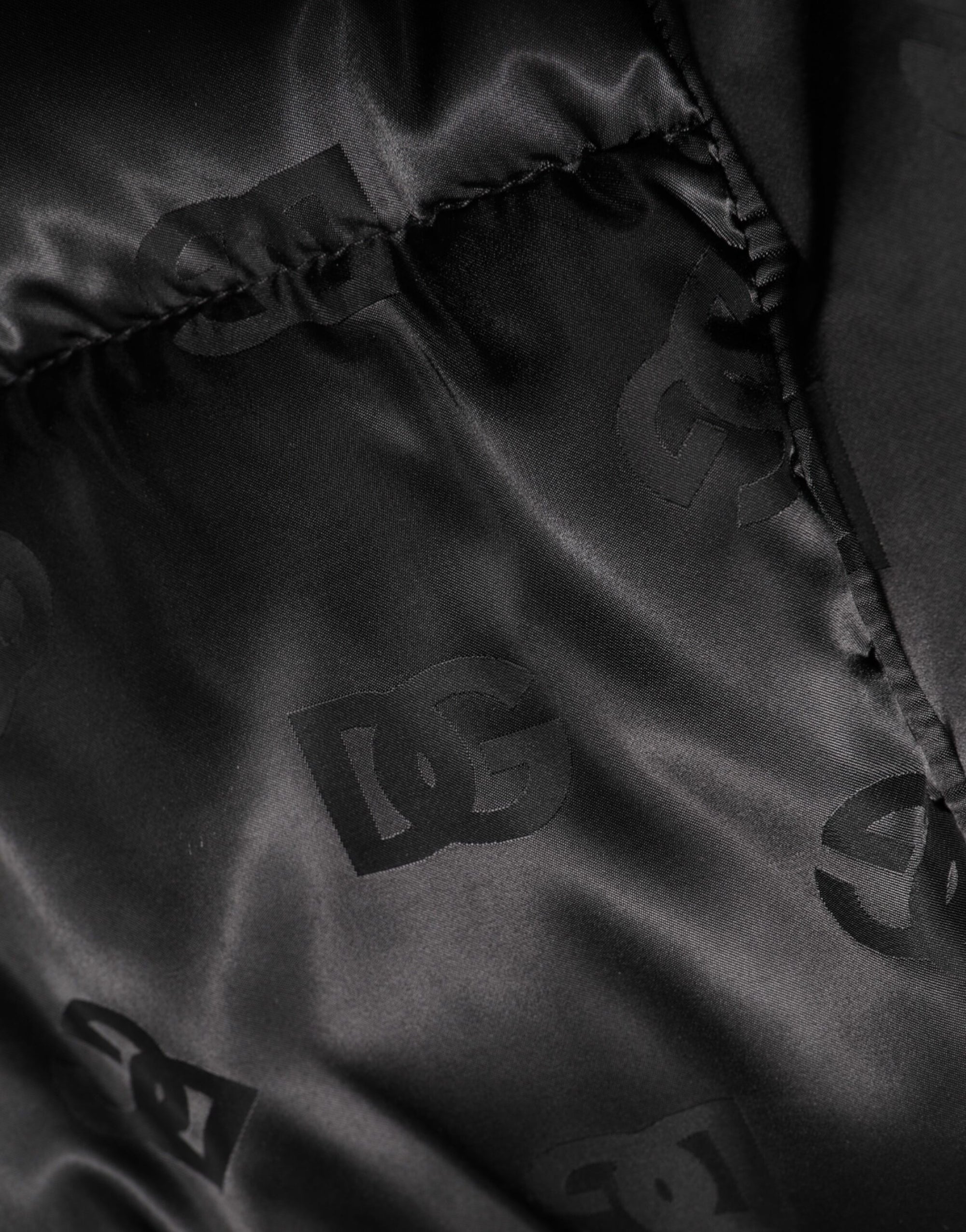 Dolce & Gabbana Black Monogram Logo Puffer Nylon Hooded Jacket