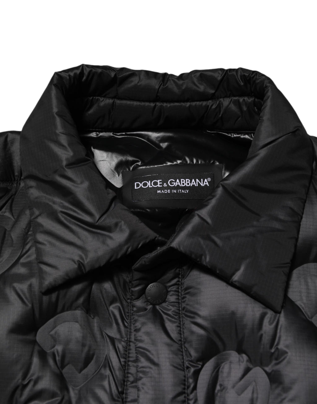 Dolce & Gabbana Black Quilted DG Logo Nylon Puffer Jacket