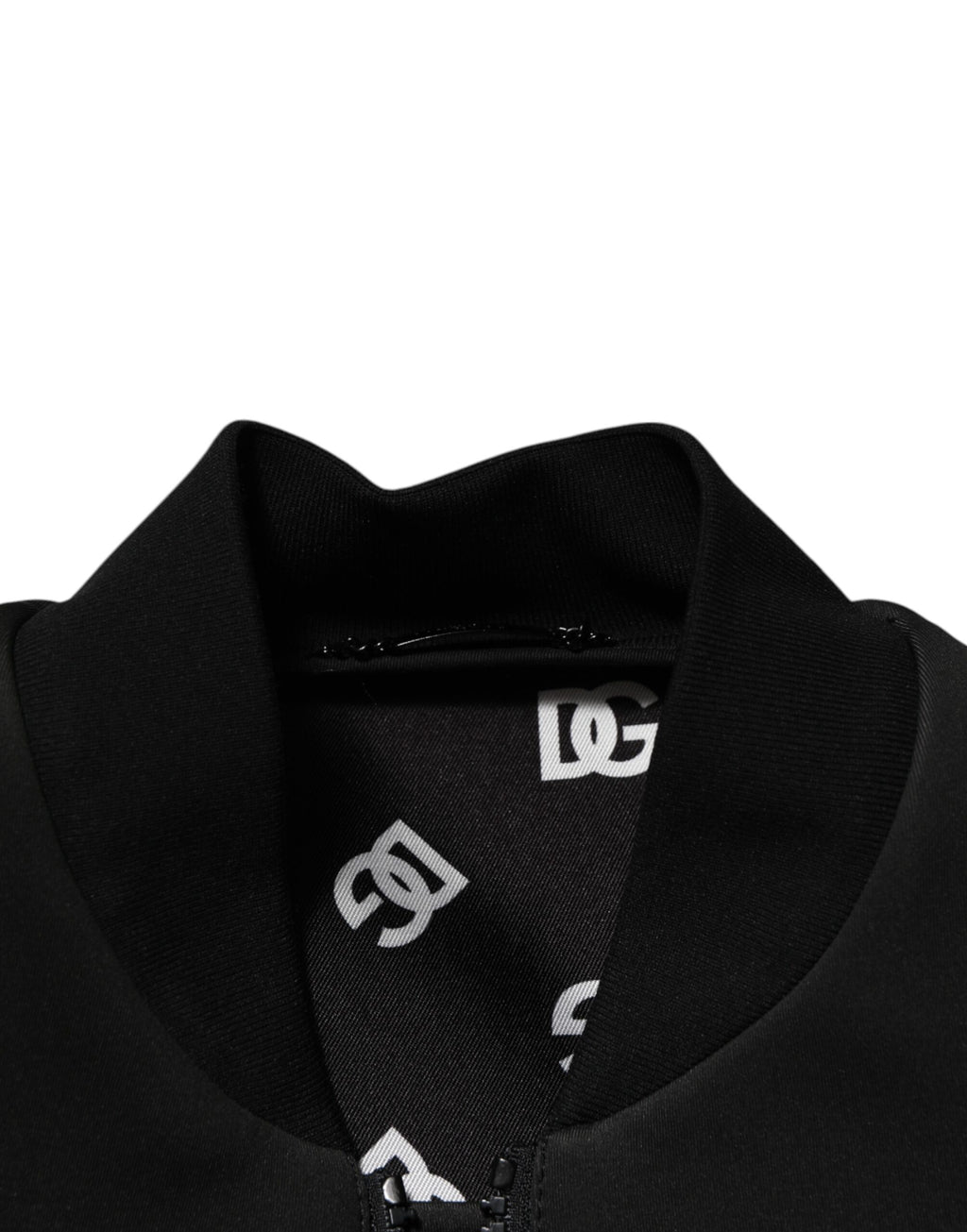 Dolce & Gabbana Black Polyester Logo Plaque Bomber Jacket
