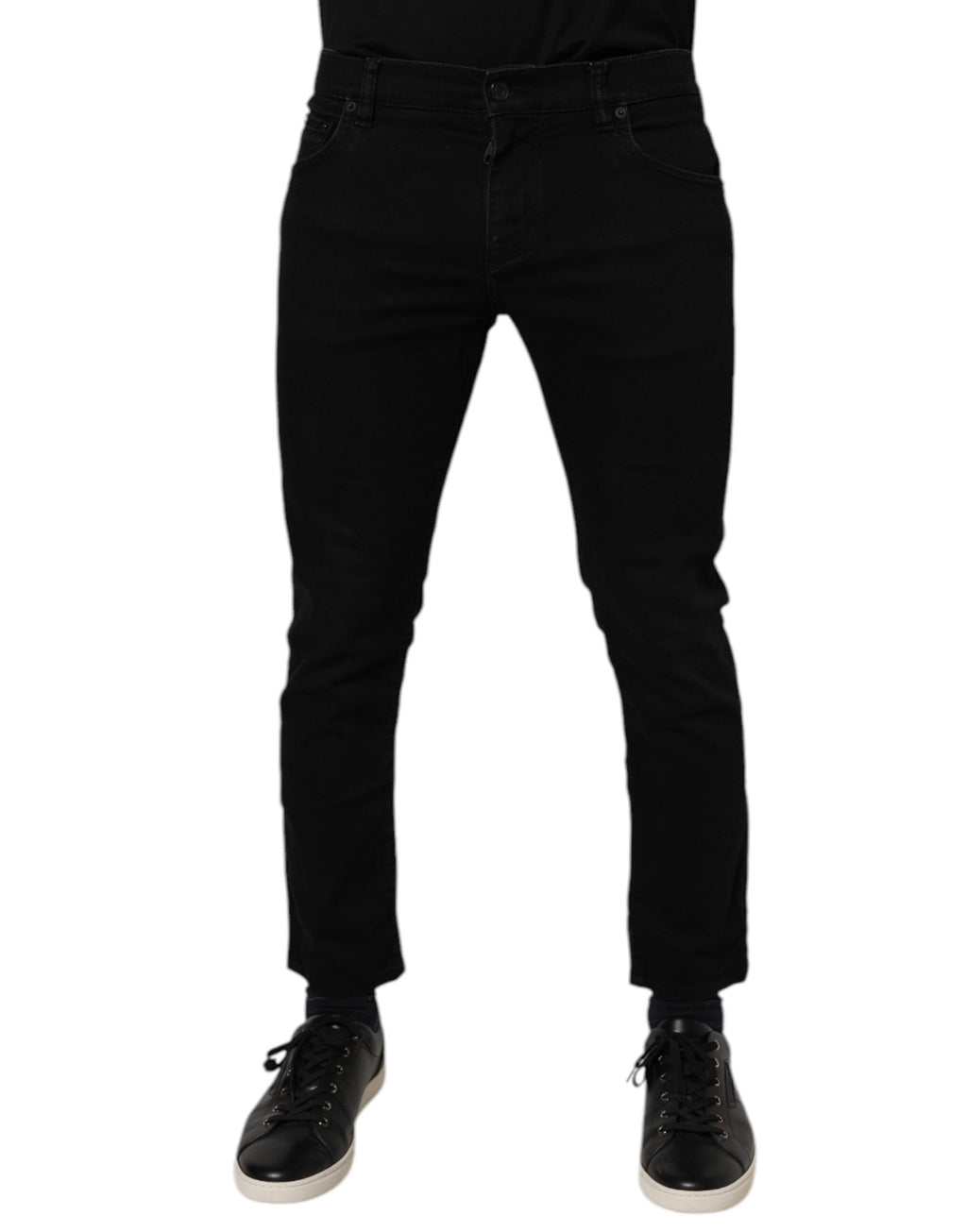 Dolce & Gabbana Black Cotton Skinny Jeans Men Trouser Pants