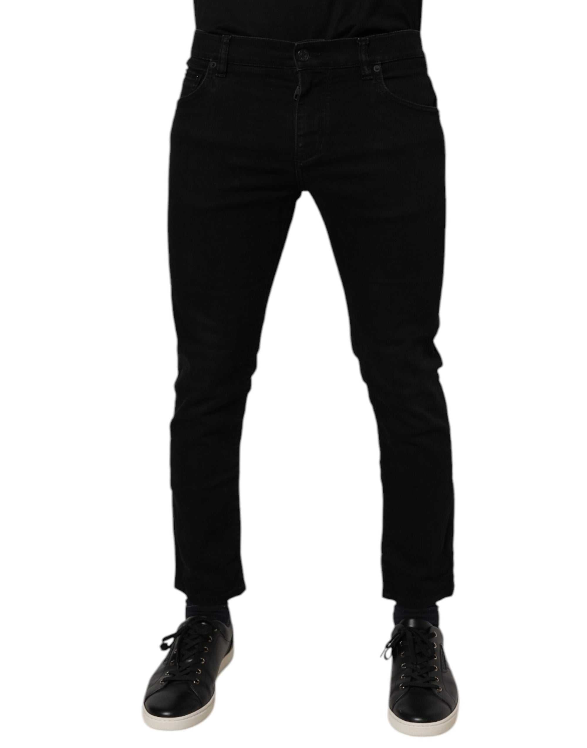 Dolce & Gabbana Black Cotton Skinny Jeans Men Trouser Pants